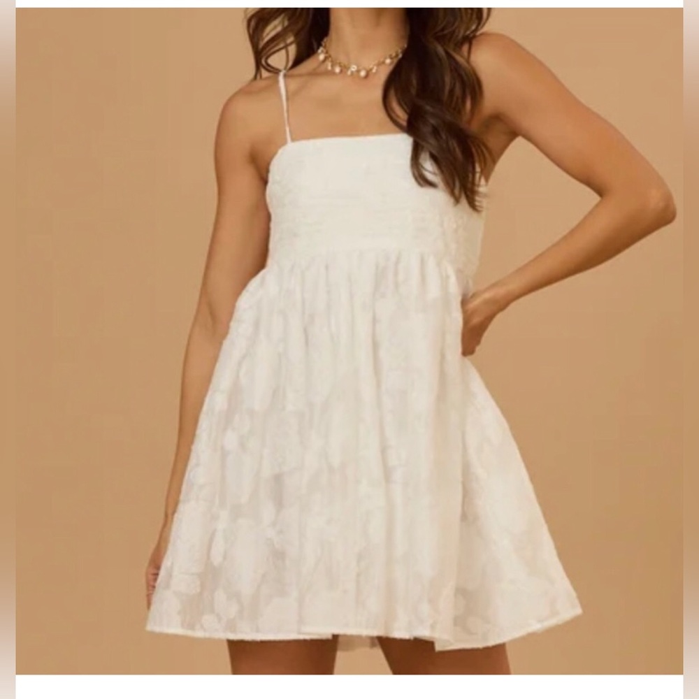Altar’d state juno off white embroidered pleated bust mini dress size medium new